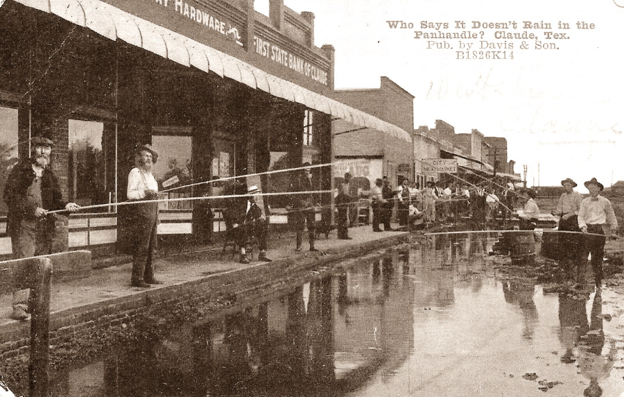 Fishing Main Street in Claude Texas in 1910